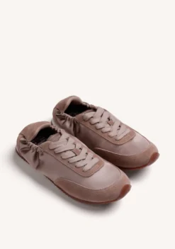 ZAPATILLAS TAUPE PIEL Y SATÉN