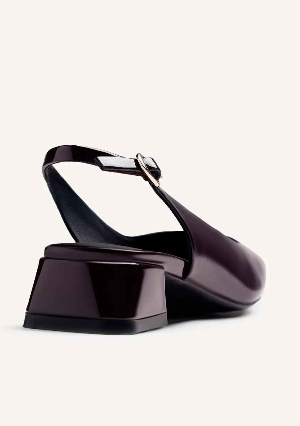 ZAPATOS TACÓN DESTALONADOS BURDEOS EFECTO CHAROL
