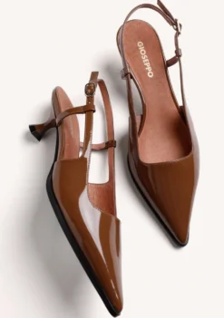 ZAPATOS TACÓN DESTALONADOS CAMEL EFECTO CHAROL