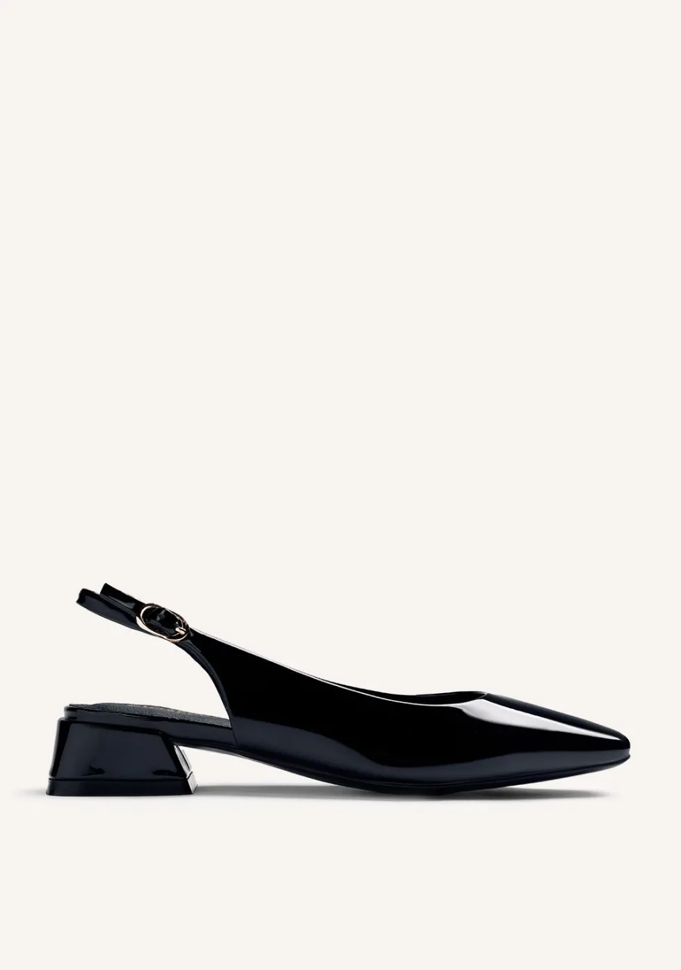 ZAPATOS TACÓN DESTALONADOS NEGRO EFECTO CHAROL