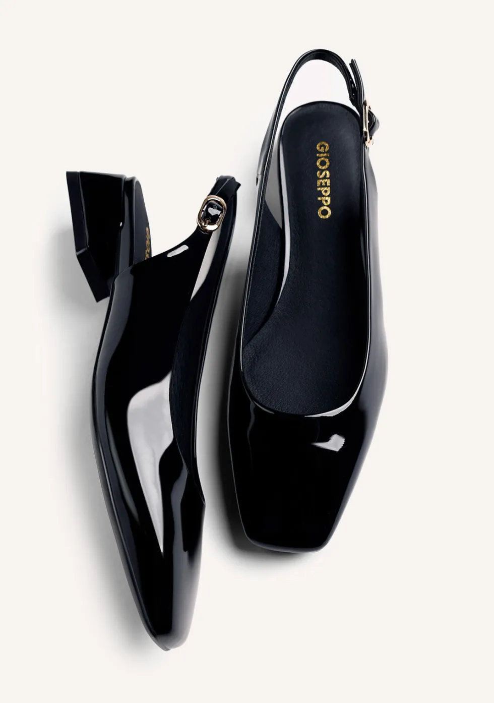 ZAPATOS TACÓN DESTALONADOS NEGRO EFECTO CHAROL