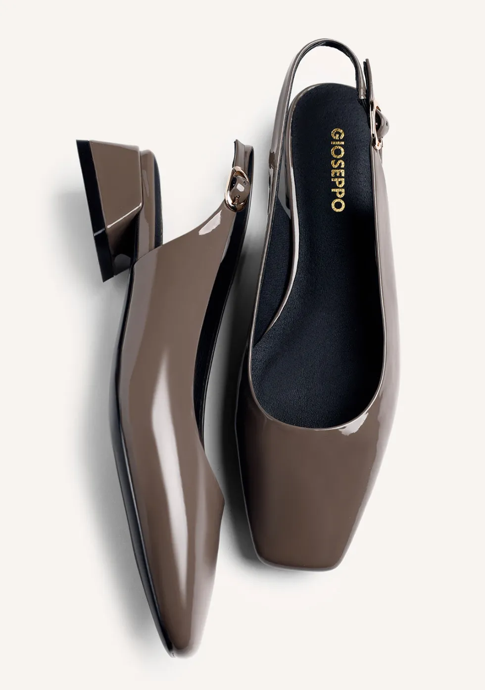 ZAPATOS TACÓN DESTALONADOS TAUPE EFECTO CHAROL