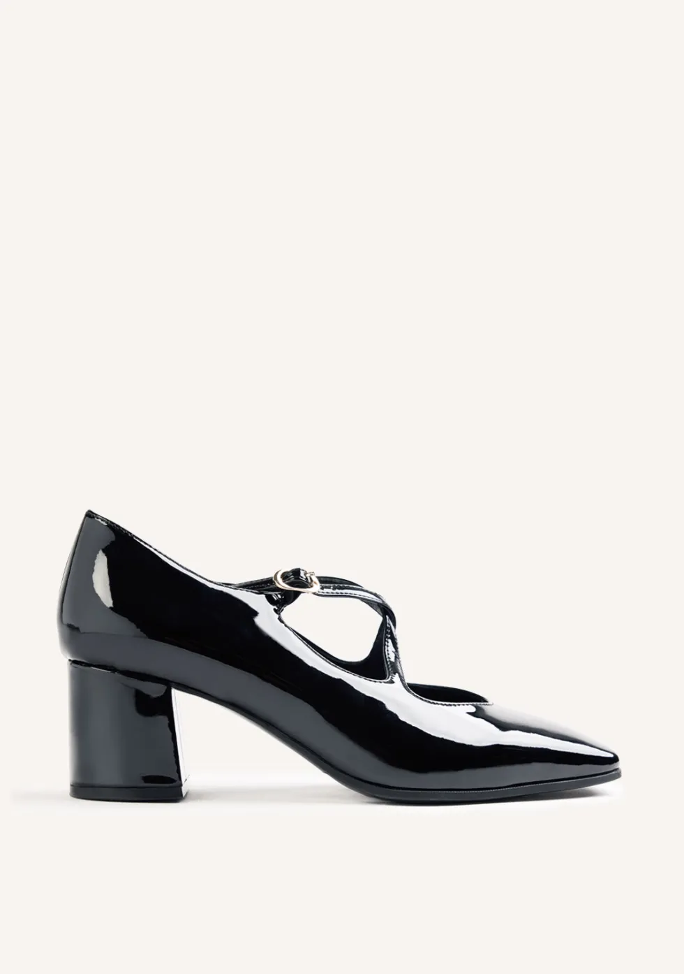 ZAPATOS TACÓN NEGRO EFECTO CHAROL
