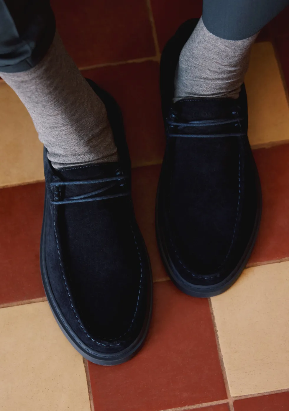 ZAPATOS WALLABEE AZUL PIEL